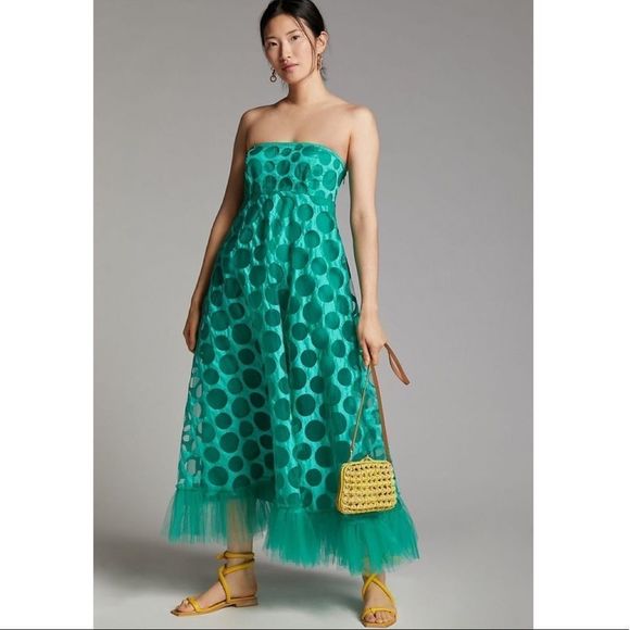 Anthropologie Dresses & Skirts - Anthropologie Emerald Tulle Maxi Dress